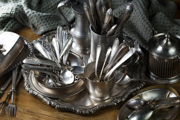 stock image Silverware on an old background.