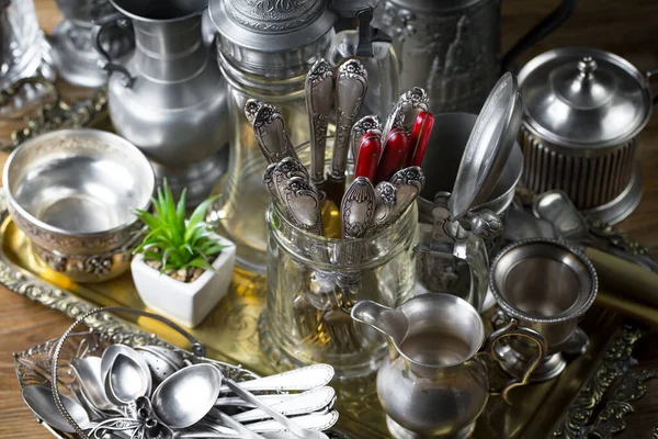 stock image Silverware on an old background.