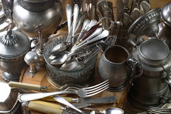 stock image Silverware on an old background.