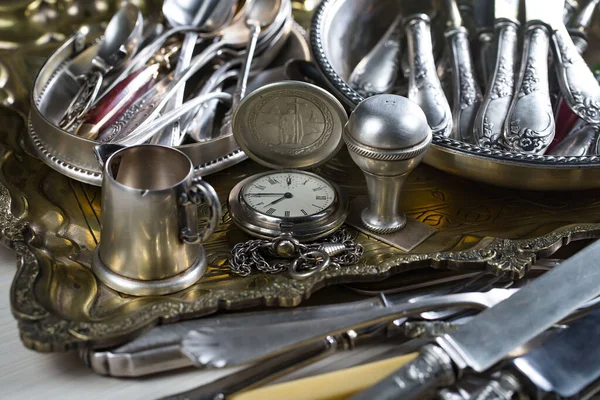 stock image Silverware on an old background.