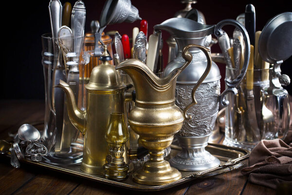 Silverware on an old background.