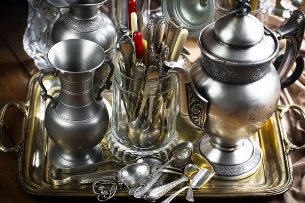 stock image Silverware on an old background.