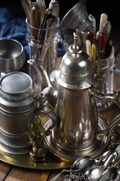 Silverware on an old background.