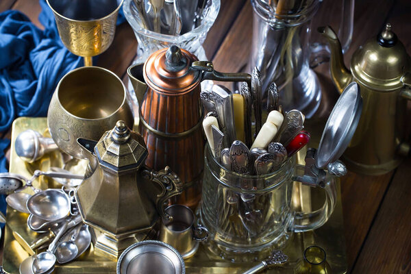 Silverware on an old background.