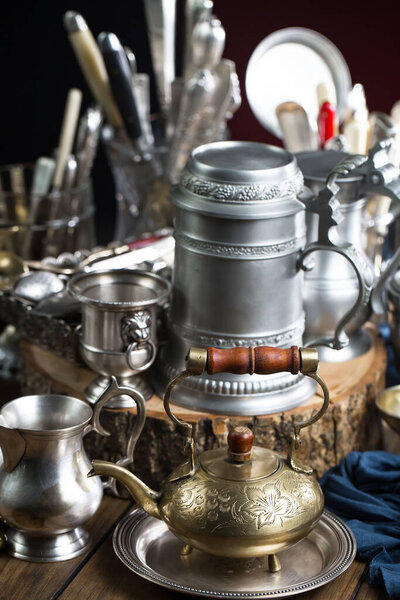 Silverware on an old background.