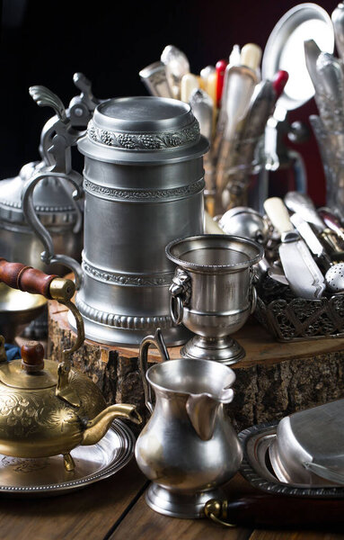 Silverware on an old background.