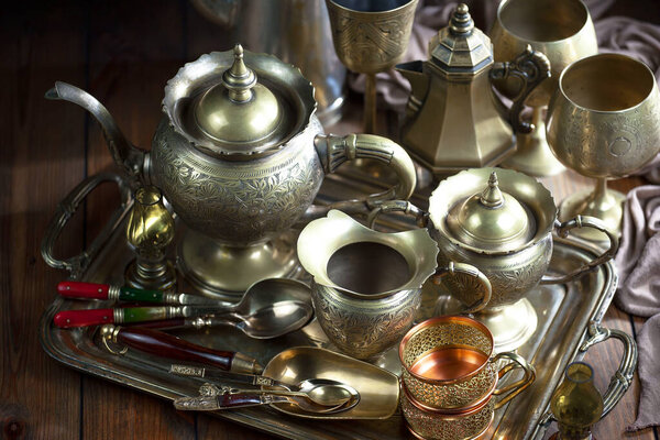 Silverware on an old background.