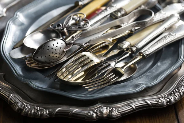 stock image Silverware on an old background.