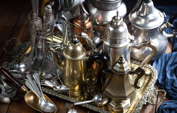 Silverware on an old background.