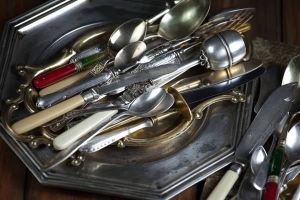 Stock image Silverware on an old background.