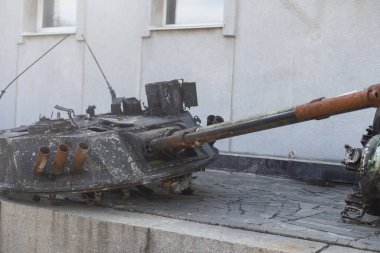 Kiev 'deki bozuk Rus askeri ekipmanı.