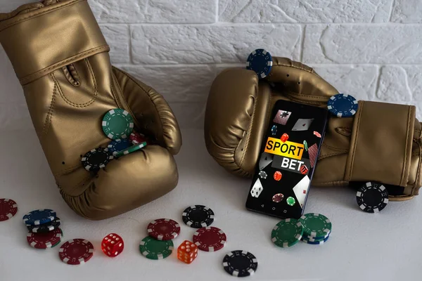 Boxing Gloves Smartphone Bets — Fotografia de Stock