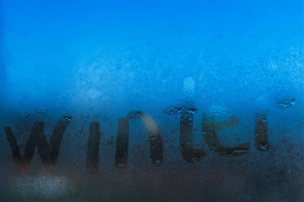 Word Winter Foggy Window — Stock Photo, Image