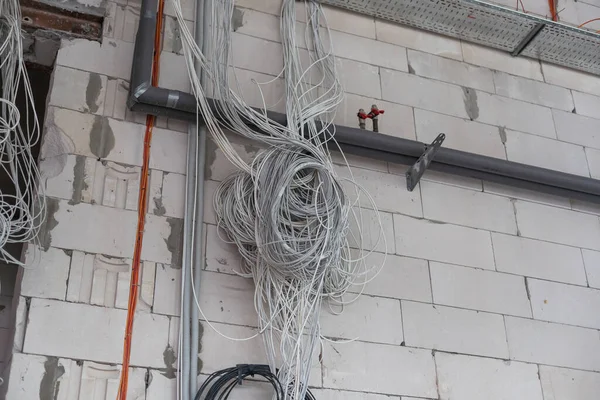 Elektriska Ledningar Byggarbetsplats Trådförlängning — Stockfoto