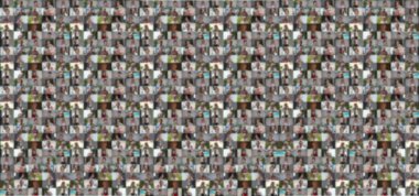 Bulanık kolaj yaklaşık 100 farklı iş fotoğrafından yapılmış. Birçok farklı kültürden erkek ve kadın.