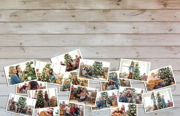 Collage Año Nuevo Fotos Decoración Navidad Fondo Año Nuevo — Foto de Stock