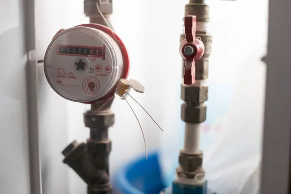 Contadores Agua Instalados Tubería Sellados —  Fotos de Stock