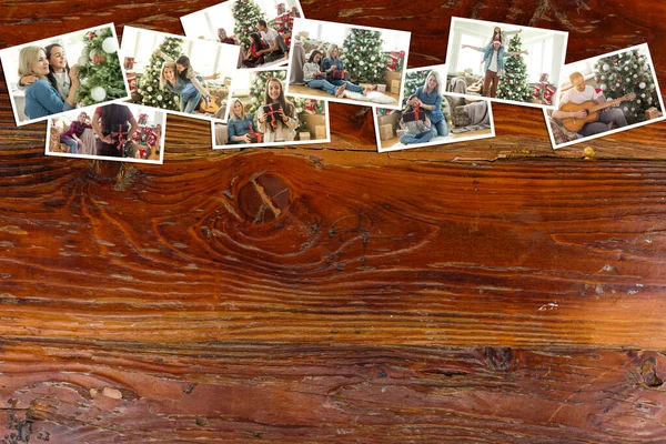 Collage Año Nuevo Fotos Decoración Navidad Fondo Año Nuevo — Foto de Stock
