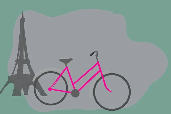 Abbildung Des Farbigen Damenfahrrades Mit Dem Ich Mein Fahrradschild Liebe — Stockfoto