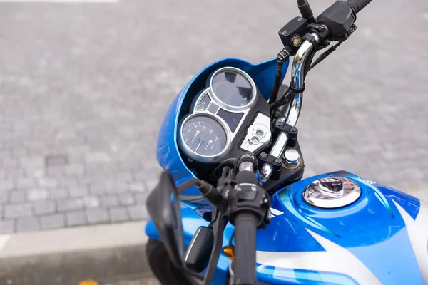 Azul Ciclomotor Foco Ciclomotor Grande — Fotografia de Stock