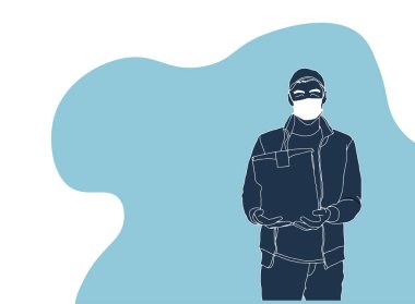 Kutulu teslimatçı. Teslimat Servisi. Düz tasarım modern vektör çizimi konsepti. Vektör illüstrasyonu