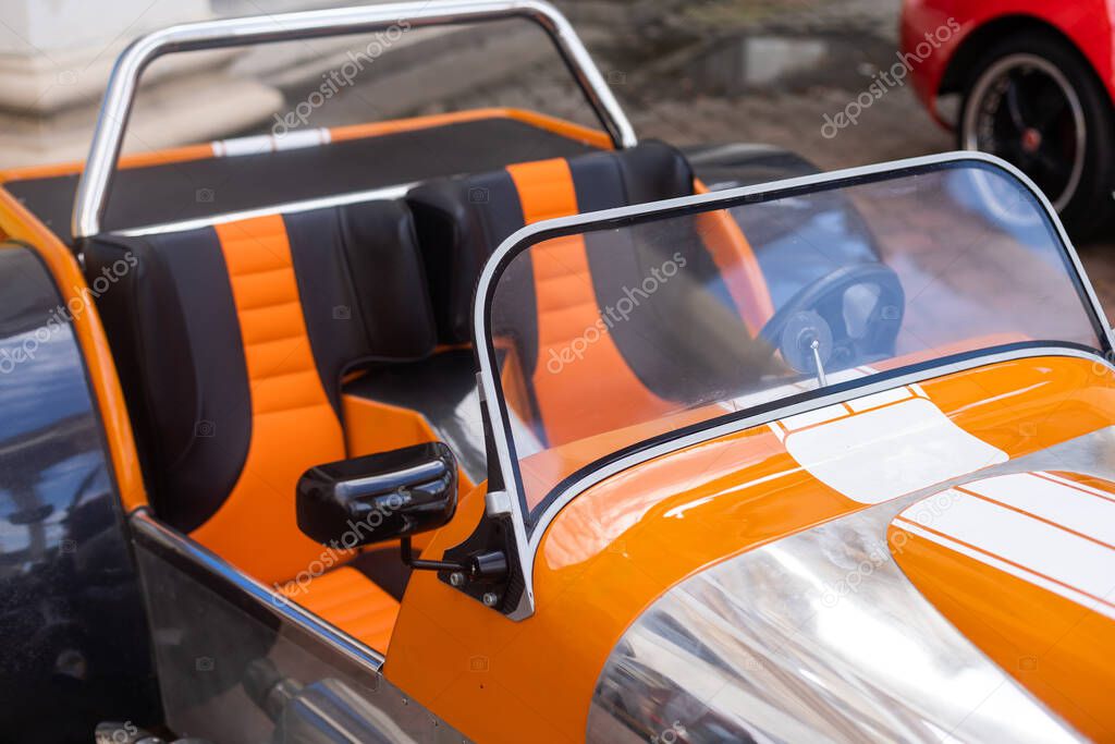 Vintage car staying at exhibition.