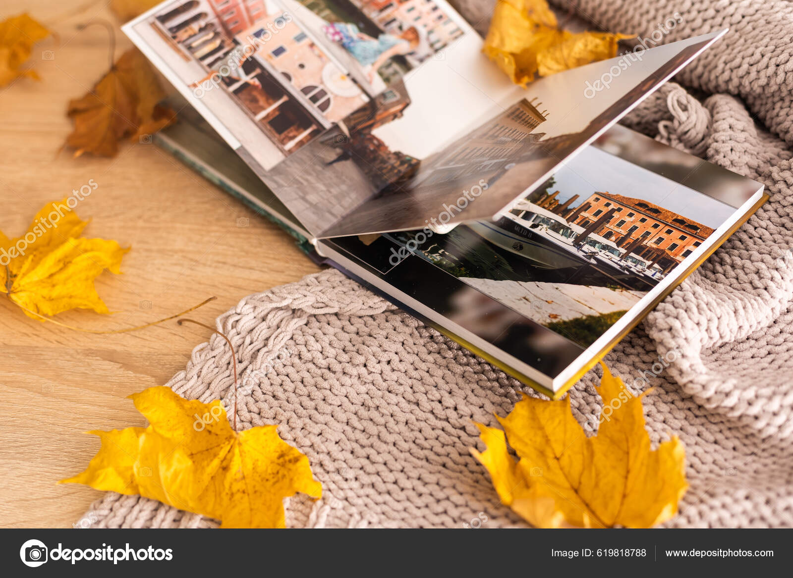 Photobook Album Yellow Leaves Stock Photo by ©sinenkiy 619558502