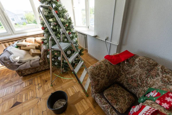 Felújítás Szobában Karácsonykor — Stock Fotó