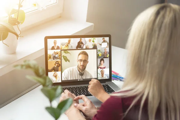 Videokonferenz Multiethnische Business Team Für Ein Online Meeting Videoanruf Gruppe — Stockfoto
