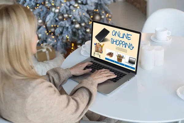 Laptop Online Shopping Concept App — Stockfoto