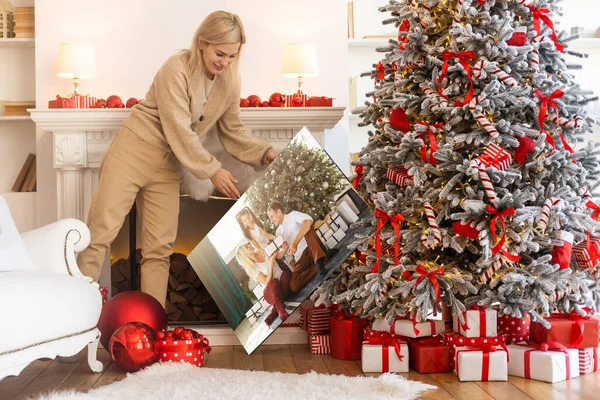 Tela Pintura Foto Como Presente Para Natal — Fotografia de Stock