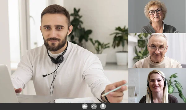 Fragen Sie Den Hausarzt Online Videotelefonie Beratung Patient Und Arzt — Stockfoto
