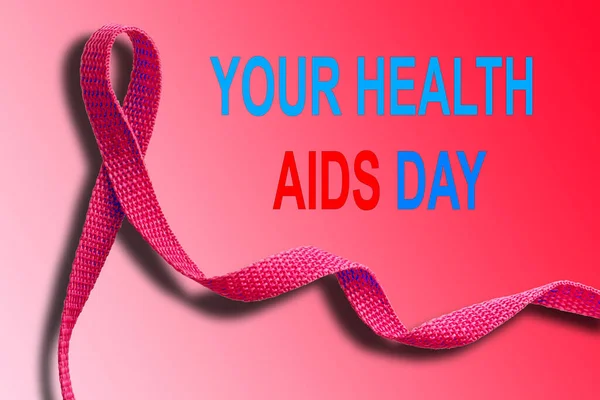 Piros Szalag Aids Tudatosság Jele Hiv Világnap Szimbóluma — Stock Fotó
