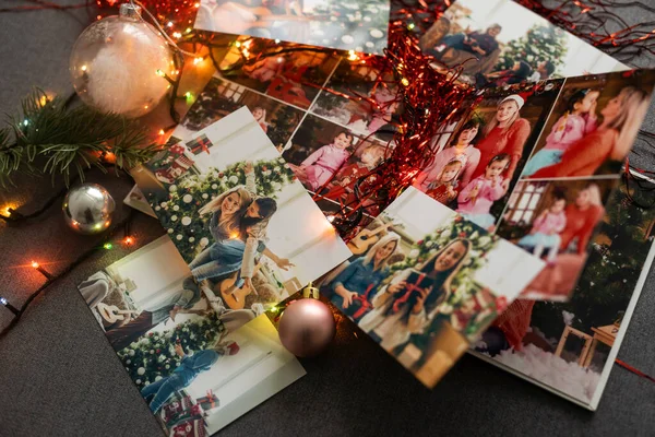 Karácsonyi Kollázs Karácsonyi Fotók Dekoráció — Stock Fotó