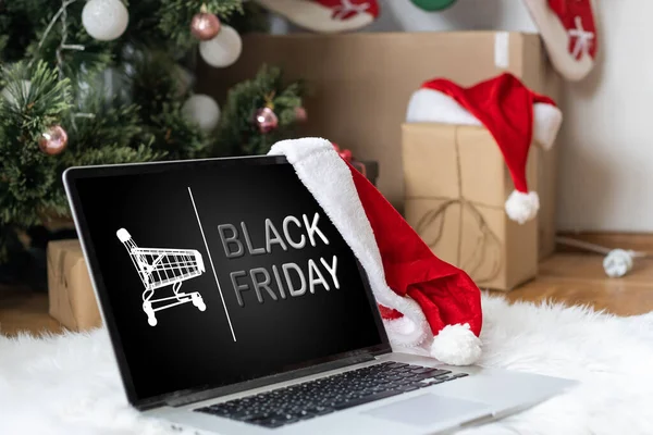 Online Shopping Concept Close Top View Man Black Friday Offers — Stock Photo, Image