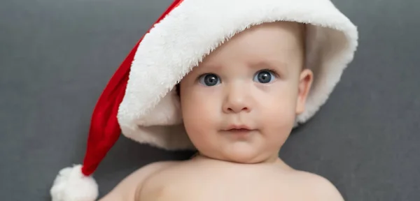 Niño Pequeño Navidad Bebé Sombrero Santa —  Fotos de Stock