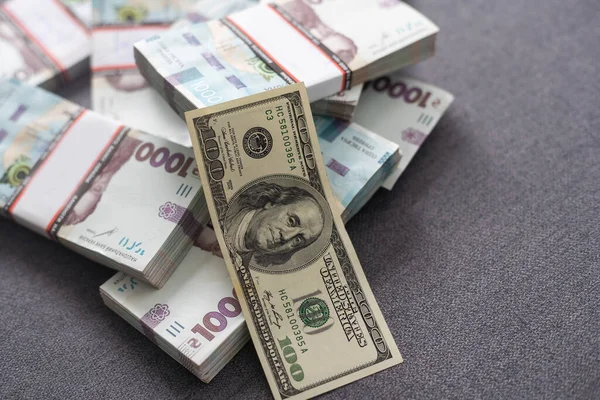 Hrywna Banknoty Denominowane Dolarach — Zdjęcie stockowe