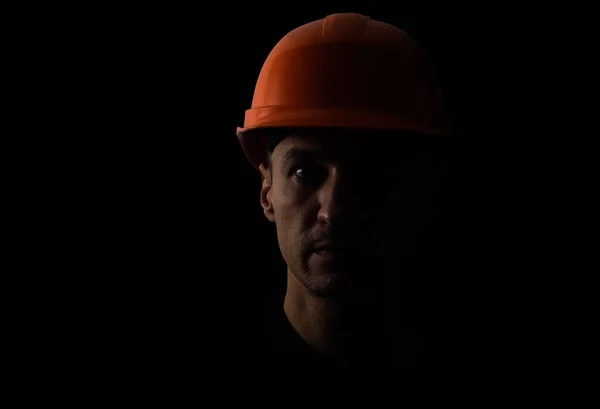 Miner Wearing Helmet Black — Stock Photo, Image