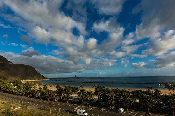 Pohled Pláž Teresitas Blízkosti Santa Cruz Tenerife Kanárských Ostrovech Španělsko — Stock fotografie