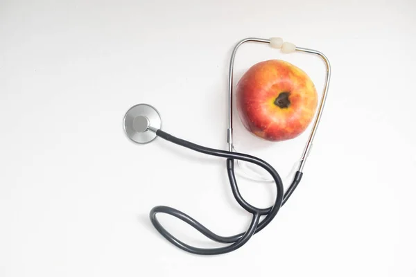 Apple Stetoskop White Background — Stock Photo, Image