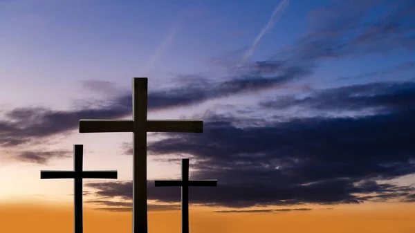 Crucifixion And Resurrection of Jesus at Sunrise. High quality photo