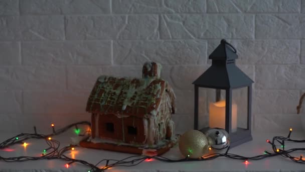 Handmade Christmas Gingerbread House Delicious Cookies Prepared Holiday — Vídeo de Stock