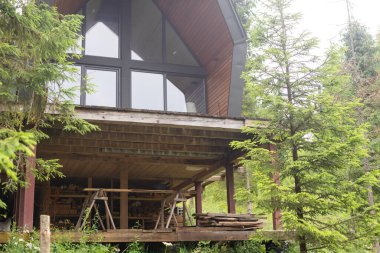 Ormandaki ahşap ev.