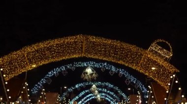 Happy new year 2023 neon animation. Shiny golden gradient numbers . High quality 4k footage