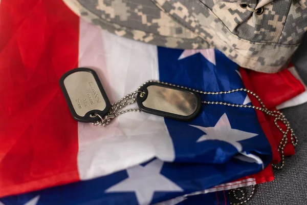 Soldiers Token American Flag Background — Stock Photo, Image