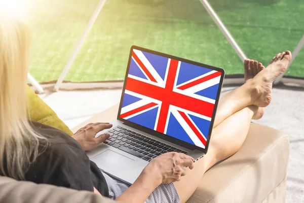Flag Great Britain Laptop Display — Fotografia de Stock