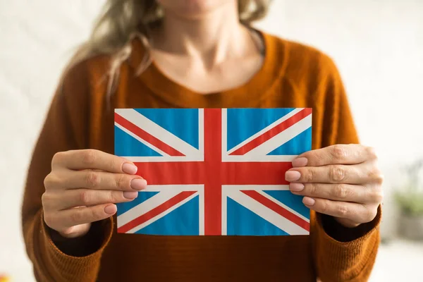 Bandeira Mão Reino Unido Isolada Sobre Fundo Branco — Fotografia de Stock