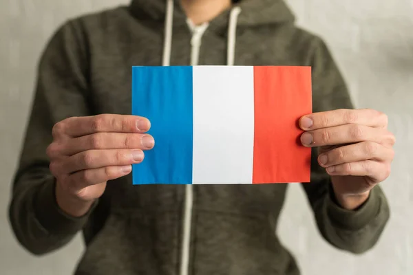 Bandeira Papel Pequena França Mão — Fotografia de Stock