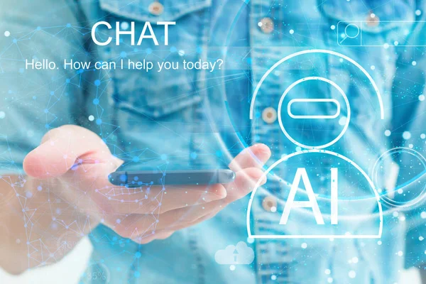 Businessman Using Chatbot Smartphone Intelligence Chat Artificial Intelligence Developed Openai — 图库照片