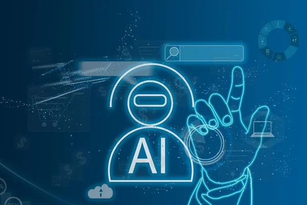 Artificial Intelligence Man Using Technology Smart Robot Chatbot Chat Enter — 图库照片